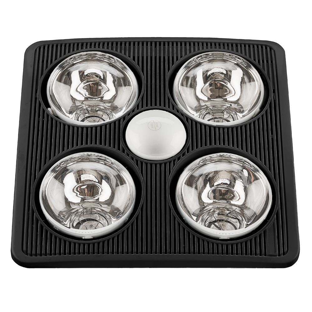 Aero Pure Fans A716B FHB Quiet 4 Bulb Heater with LED & Ventilation - Full Vent Grille in Farmhouse Black